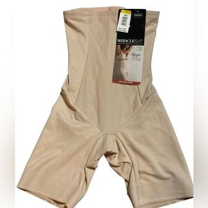 Miraclesuit Wonderful Edge Hi-Waist Thigh Slimmer Shapewear Beige M Extra Firm
